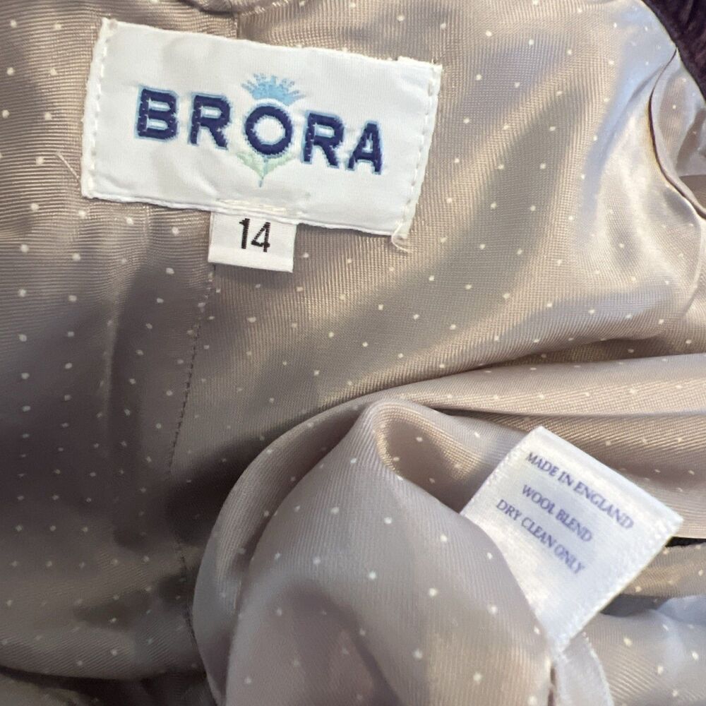 Brora Sz 12-14 Ladies Wool Blend Skirt Striped Blue Purple England EXCELLENT - Picture 8 of 8